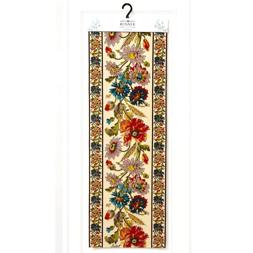 April Cornell Wildflower Table Runner Cotton Multi 18x108